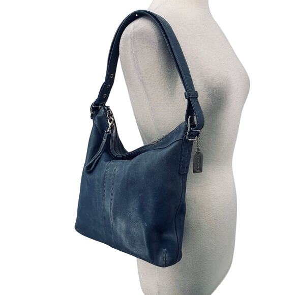 Vintage Y2k Coach Legacy Slim Hobo Shoulder Bag Convertible Leather Blue 9188 - Picture 1 of 12
